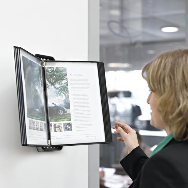 Tarifold VEO Wall Mount Reference & Display System – 10 Black Pockets, Universal (Letter-Size/A4)