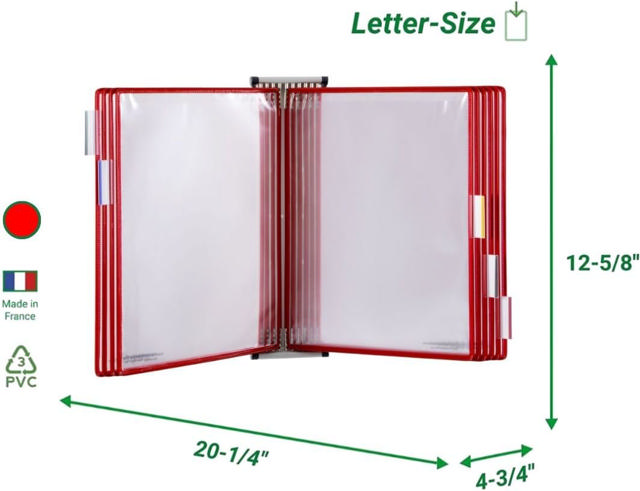 Tarifold Wall Mount Reference & Display System – 10 Red Pockets, Letter-Size