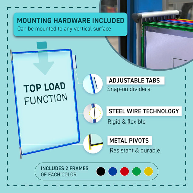 Tarifold Wall Mount Reference & Display System – 10 Assorted Pockets, Letter-Size