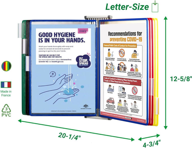 Tarifold Wall Mount Reference & Display System – 10 Assorted Pockets, Letter-Size