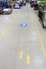 Adhesive safety pictogram, Use pedestrian walkway