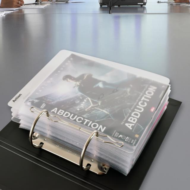 DVD Dividers with binder holes and labels with pre-printed film genres