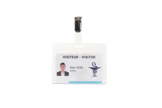 Visitor Badge Kit, PP, with Inserts and Clips, Horizontal