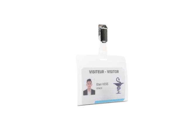 Visitor Badge Kit, PP, with Inserts and Clips, Horizontal