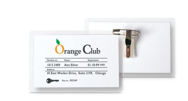 Pin Clip Name Badge, with Inserts, 58x90 mm