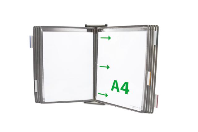 Tarifold Metal Wall Document Display System, A4, 10 Pockets, Left Side Loading
