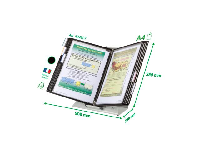 Tarifold Antimicrobial Stainless Steel Desk Document Display System, A4, 10 Pockets