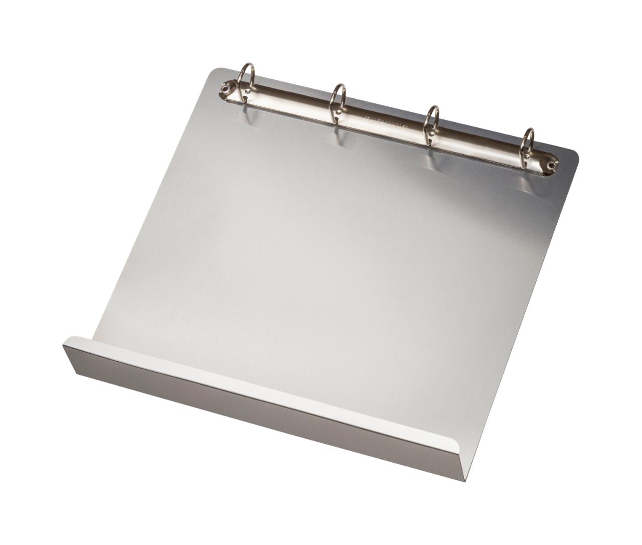Magnetic 4-Ring Display Binder with Ledge, Aluminium, A4, Landscape