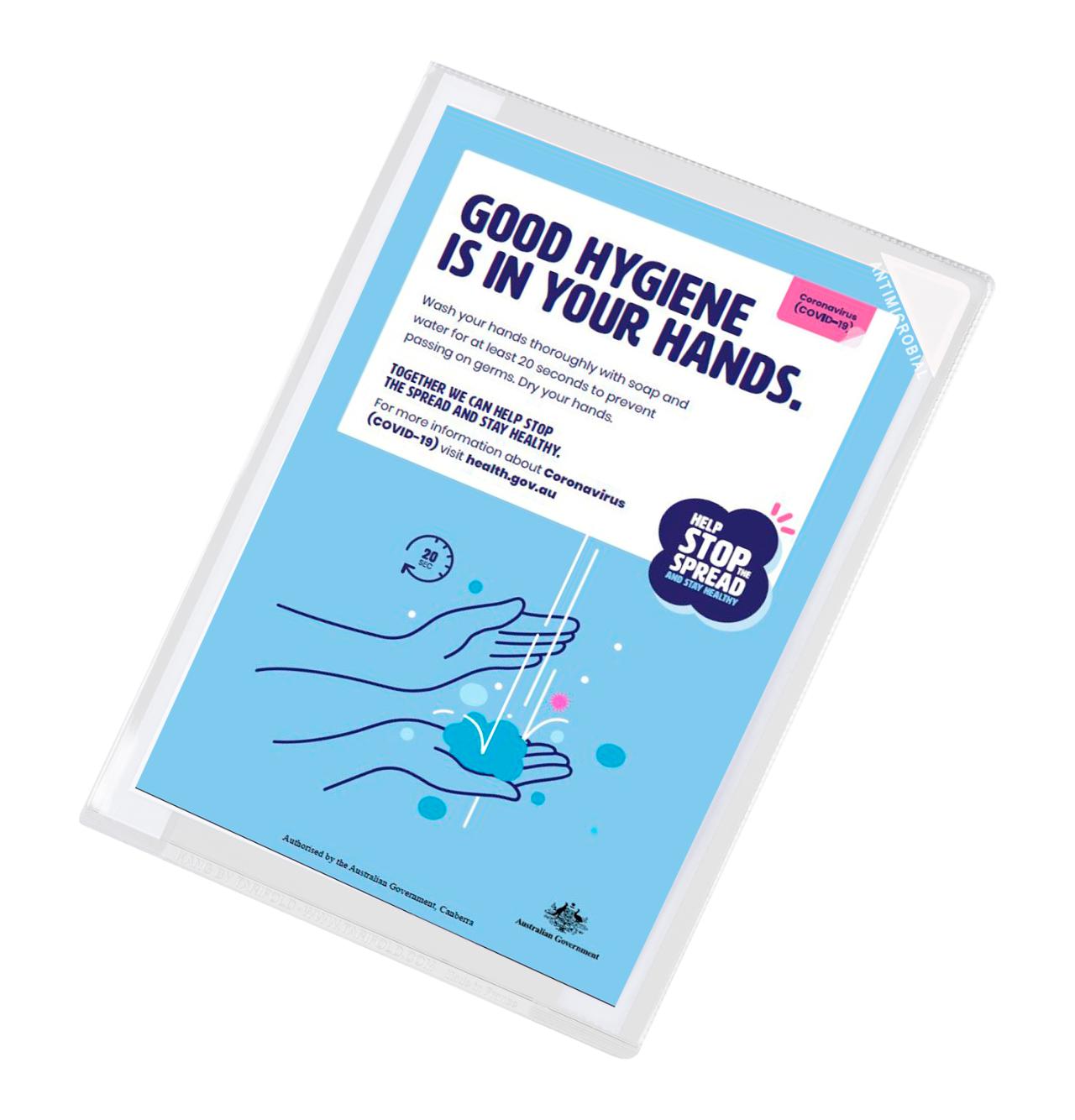Kang Easy Clic Antimicrobial Self-adhesive Signage Pocket, Repositionable, A4