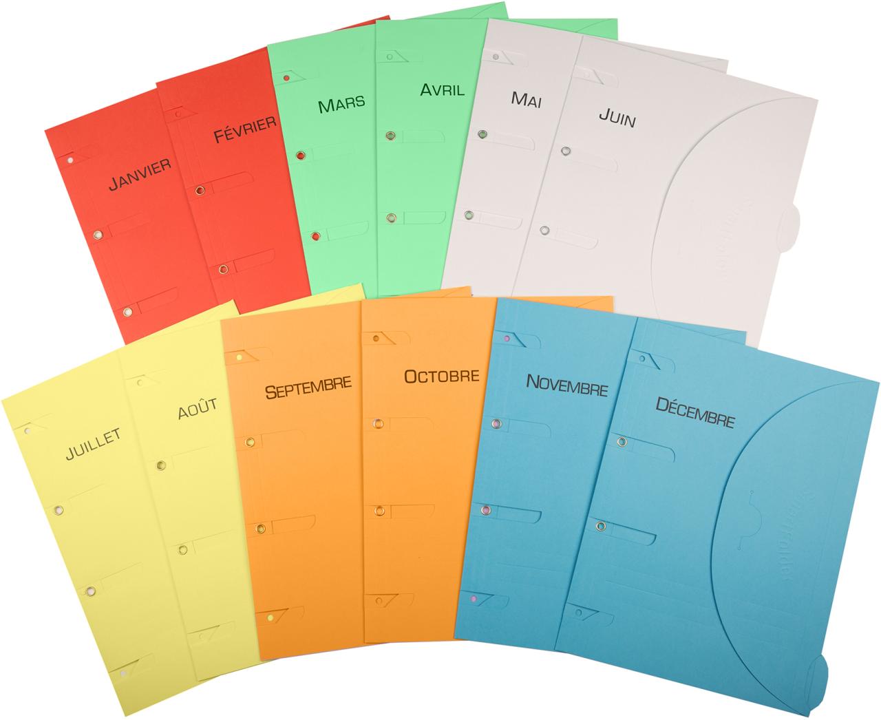 Smartfolder Perforated Folder with Tab, Timeline Pack, 12 Months, JAN-DEC, A4