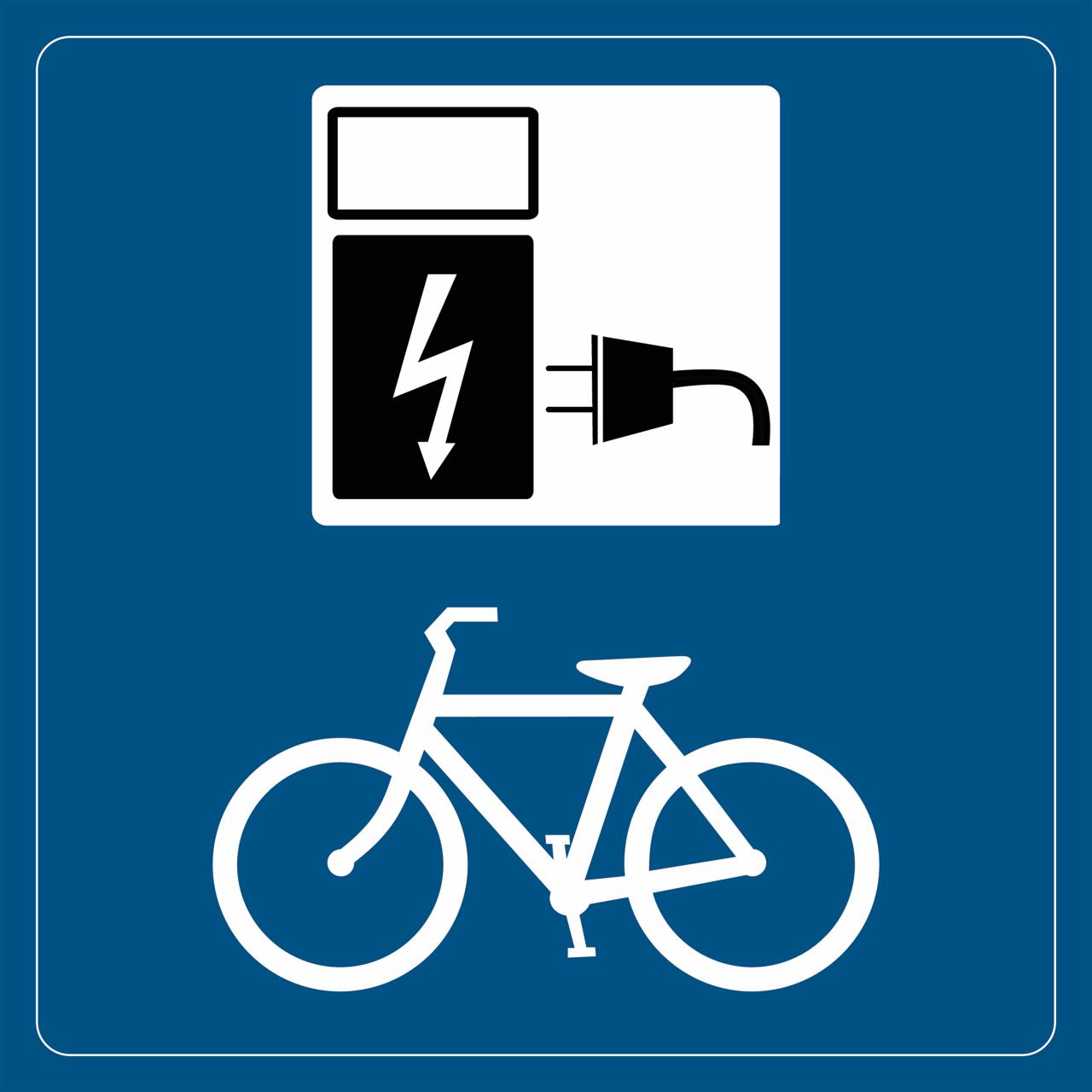 Charging Point Bicycle Sign, 100 x 100 mm